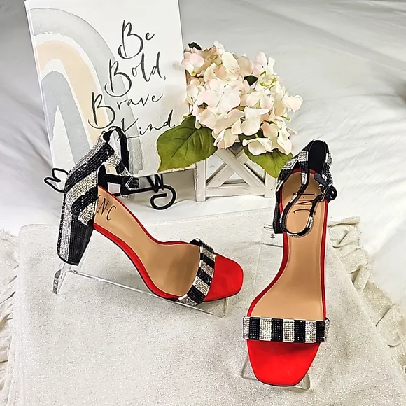 INC Black Red Stiletto Heels Elegant Wear Office wear Career Wedding - Picture 1 of 16